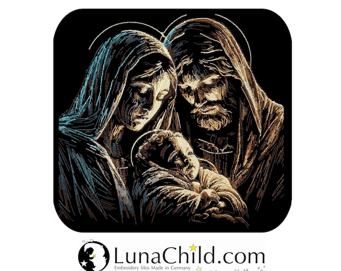 Stickdatei - AUFWENDIG - Maria Jesus Josef -  Licht und Schatten - für dunkle Stoffe - LunaChild