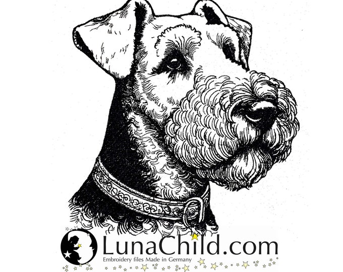 Stickdatei Airedale Terrier "Marlin" Hund realistisch kommerzielle Nutzung LunaChild