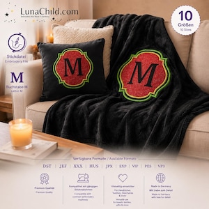 Embossed Embroidery File Letter „M“ • Monogram Towel Design • Bath Font 10 Sizes • LunaChild