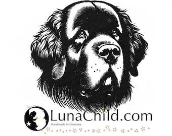 Embroidery design Newfoundland "Haper" dog realistic commercial use LunaChild