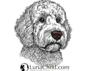 Embroidery design - Dog - Golden Doodle "Chopper" - in 10 sizes - for light-colored fabrics - LunaChild