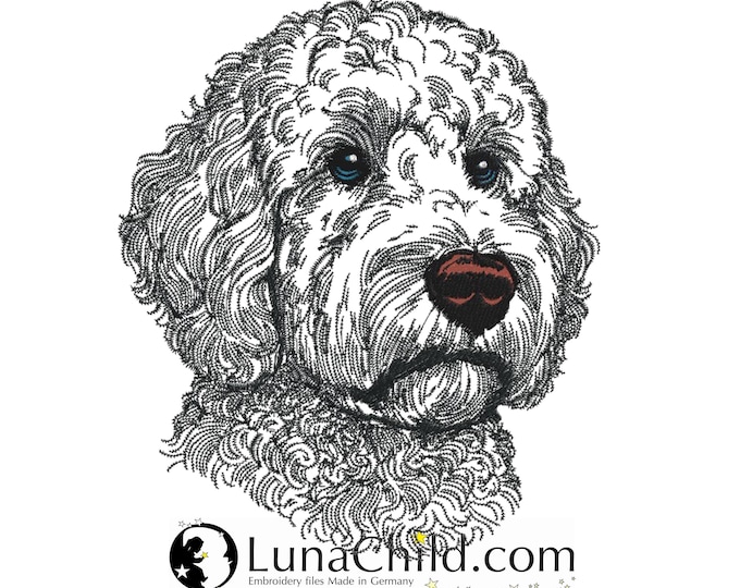 Embroidery design - Dog - Golden Doodle "Chopper" - in 10 sizes - for light-colored fabrics - LunaChild