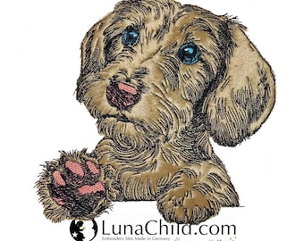 Stickdatei - Applikation - Rauhaardackel "Luca" - Für helle & dunkle Stoffe - Hund - LunaChild