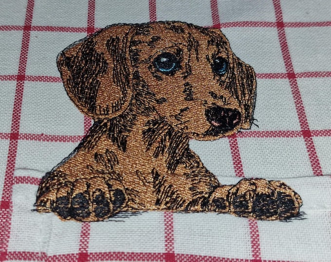 Stickdatei - Vollstick - Dackel Welpe "Izzy" - Für helle & dunkle Stoffe - 3 Größen - Hund - ITH - Geschirrtuch - LunaChild