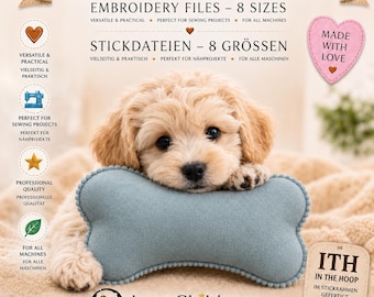 ITH Dog Bone Embroidery Design – Blank Dog Toy Pattern – 8 Sizes – LunaChild