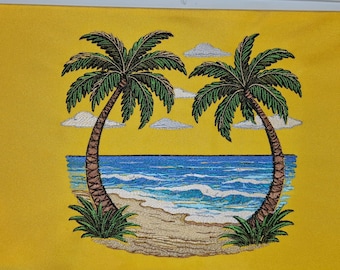 Stickdatei Palmen Meer Strand  – Aufwendig & detailreich – Für helle und dunkle Stoffe – 8 Größen – LunaChild Design