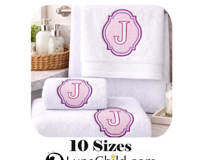 Stickdatei - Präge Stickmuster - Buchstabe "J" - geprägt in 10 Größen - LunaChild - Embroidery design towel