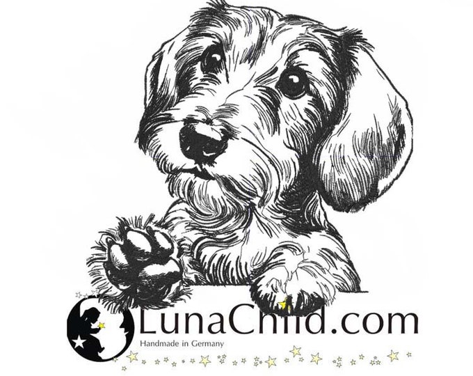Embroidery file rough-haired dachshund "Luca" dog realistic commercial use LunaChild