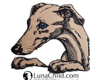 Stickdatei - Vollstick - Windhund "Hank" - Für helle & dunkle Stoffe - 8 Größen - Hund - LunaChild