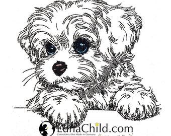 FEWER STITCHES - Embroidery file Maltese "Almi" LIGHT - for light fabrics - Dog - LunaChild - 6 sizes