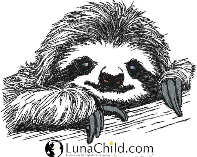 New embroidery file sloth "Emmi" realistic commercial use LunaChild