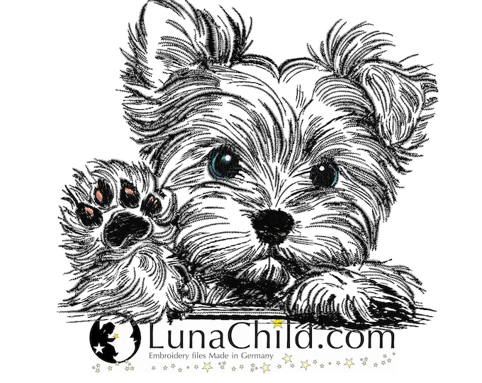 Stickdatei  - Yorkshire Terrier - "Benny" - Für helle Stoffe - Hund - LunaChild