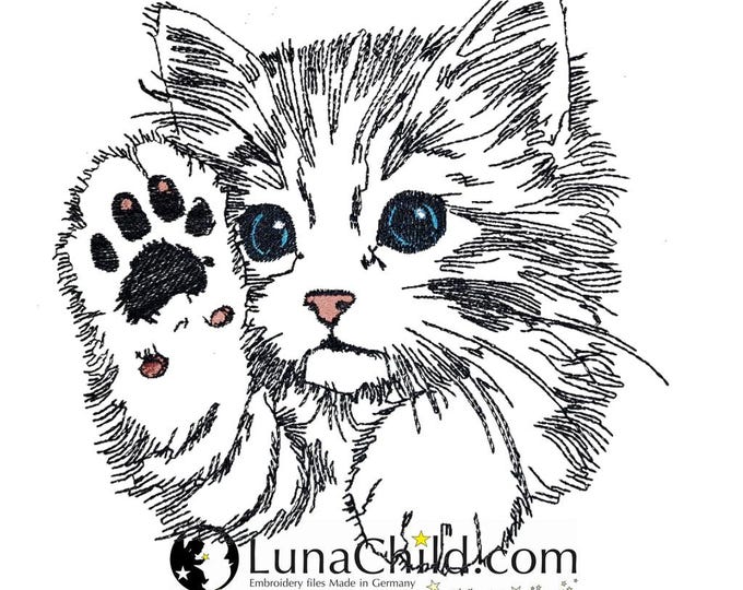 Stickdatei - Katze - "Heidi" - LIGHT - WENIGER STICHE - für helle Stoffe - in 10 Größen - LunaChild