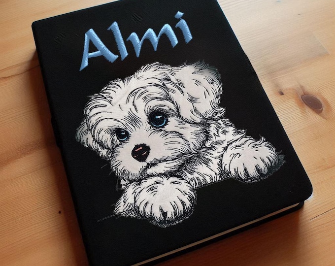 Stickdatei - Applikation - Malteser Welpe "Almi" - Für helle & dunkle Stoffe - Hund - LunaChild