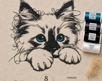 Birman Kitten Embroidery Design "Maddie" – Cat Embroidery Design – 8 Sizes – LunaChild