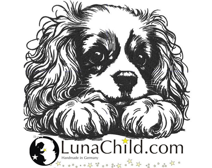 Embroidery file King Charles Cavalier Spaniel "Marley" dog realistic commercial use LunaChild