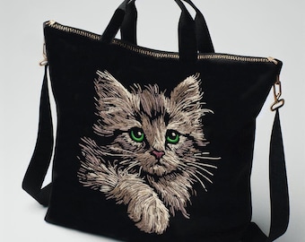 Embroidery file - COMPLEX - Cat "Meggan" - for dark fabrics - LunaChild