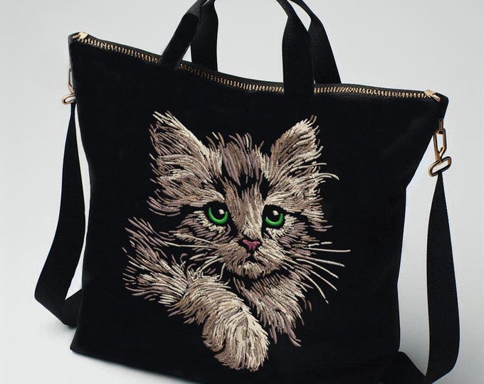 Embroidery file - COMPLEX - Cat "Meggan" - for dark fabrics - LunaChild