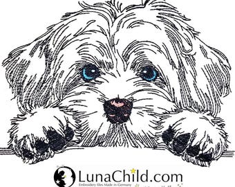 WENIGER STICHE - Stickdatei Havaneser "Summer" LIGHT - für Helle Stoffe -  Hund - LunaChild - 6 Größen -