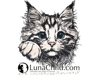 NEU Stickdatei Applikation Katze "Tabby" Kitten kommerzielle Nutzung LunaChild Apli