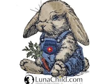 Stickdatei - Applikation Hase "Albert" - Junge - LunaChild Apli