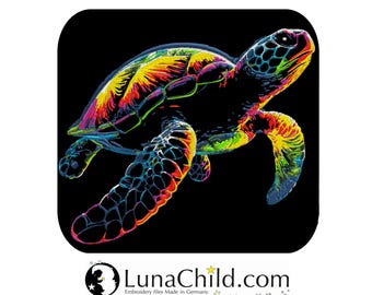 Stickdatei - AUFWENDIG - Wasserschildkröte  "Lana" -  für dunkle Stoffe - LunaChild