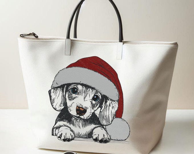 Stickdatei - Hund - Dackel Welpe mit Zipfelmütze "Sadie" - in 8 Größen - für helle Stoffe - LunaChild