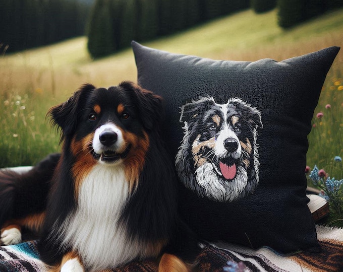 Stickdatei - AUFWENDIG - Australian Shepherd "Sanzy" -  für dunkle Stoffe - LunaChild