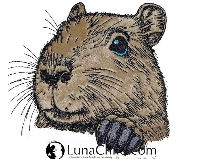 NEU Stickdatei Applikation Capybara "Teddy" Pfote realistisch kommerzielle Nutzung LunaChild