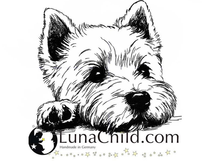 Embroidery file West Highland White Terrier "Joda" puppy dog realistic commercial use LunaChild