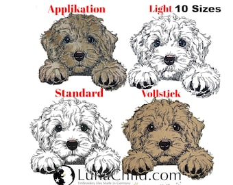 Stickdatei Set Applikation - Vollstick - Light - Standard  - Cockapoo "Funny" - für helle & dunkle Stoffe - in 8 bzw 10 Größen - LunaChild