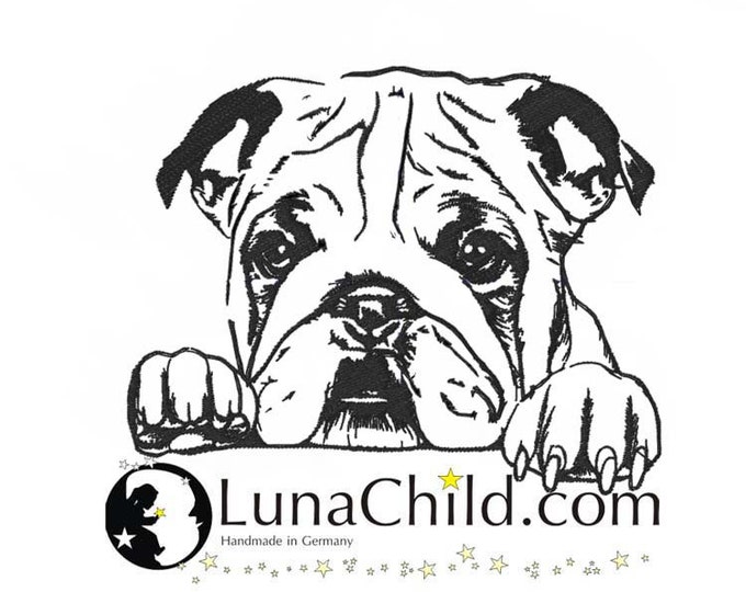 Stickdatei Englische Bulldogge Welpe "Balou" Hund realistisch kommerzielle Nutzung LunaChild