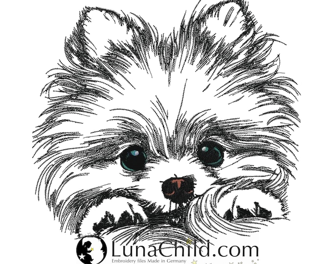 Embroidery file - Pomeranian "Lou" - For light fabrics - Dog - LunaChild