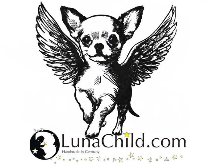 Stickdatei Chihuahua kurzhaar Welpe mit Flügel "Dina" Hund realistisch kommerzielle Nutzung LunaChild