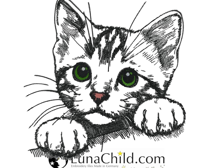 Stickdatei - Katze Kätzchen - "Zora" - für helle Stoffe - LunaChild