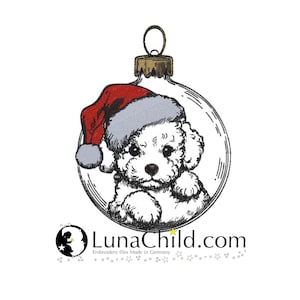 NEU Stickdatei Christbaumkugel Hund Pudel Welpe &quot;Samuel&quot; realistisch kommerzielle Nutzung LunaChild