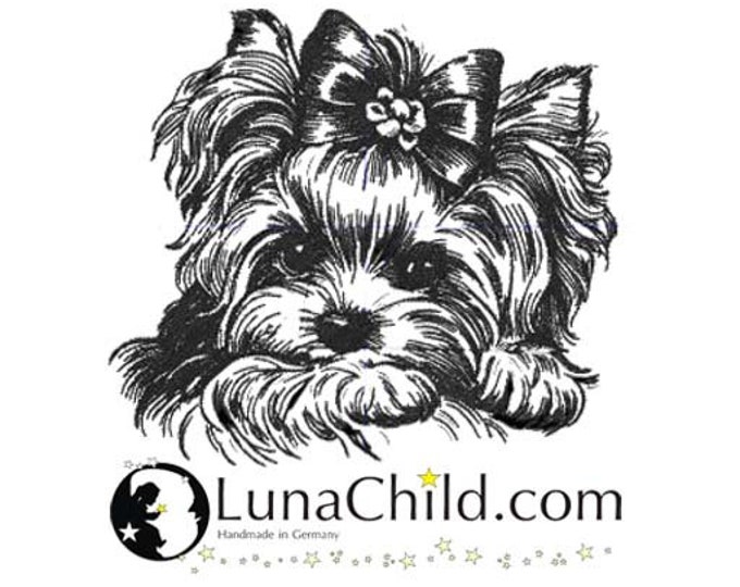 Stickdatei Yorkshire Terrier "Lisa" mit Schleife Yorki Hund realistisch kommerzielle Nutzung LunaChild