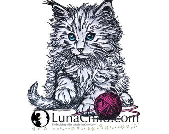 Stickdatei - Applikation Angora Katze - "Shadow" - für helle & dunkle Stoffe - LunaChild
