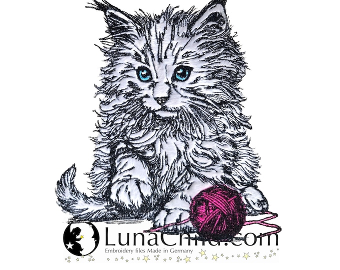 Stickdatei - Applikation Angora Katze - "Shadow" - für helle & dunkle Stoffe - LunaChild