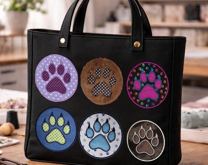 Stickdatei - Applikation - Pfote - "Peets" - Hund - in 10 Größen - LunaChild - Paw print embroidery design applique dog