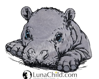 NEW Embroidery file appliqué hippo "Eugen" commercial use LunaChild dog appliqué