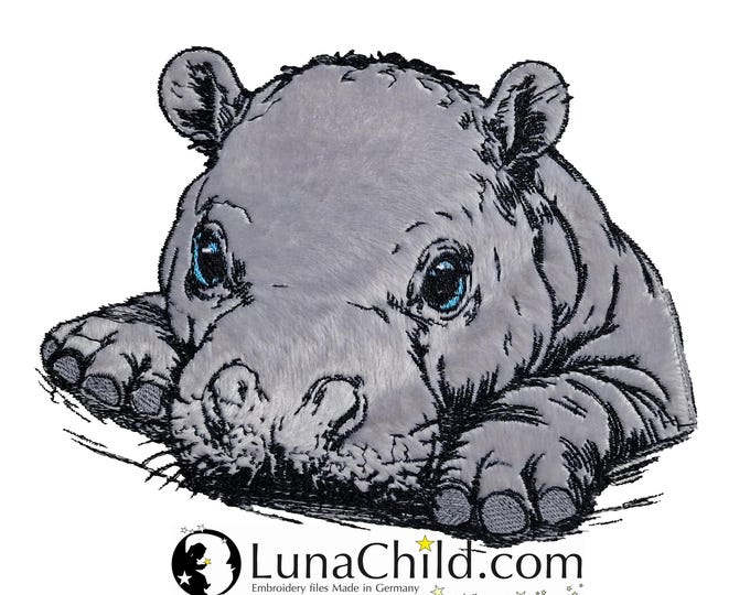 NEU Stickdatei Applikation Nilpferd Hippo "Eugen" kommerzielle Nutzung LunaChild Hund Apli