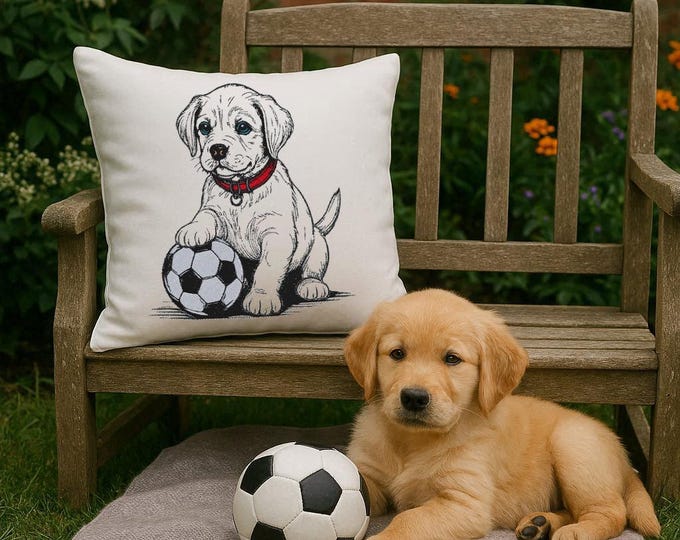 Stickdatei - Hund - mit Fußball "Pille" - in 8 Größen -  für helle Stoffe - LunaChild