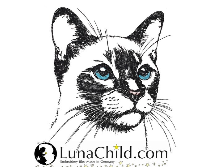 Stickdatei Siam Katze "Sam" Kätzchen realistisch kommerzielle Nutzung LunaChild