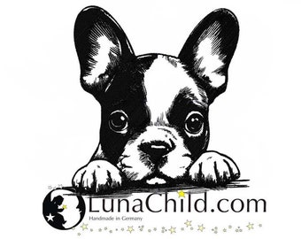 Embroidery file Boston Terrier puppy "Kirby" dog realistic commercial use LunaChild
