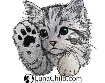 Embroidery design - Cat - Applique - "Heidi" - For light & dark fabrics - in 10 sizes - LunaChild