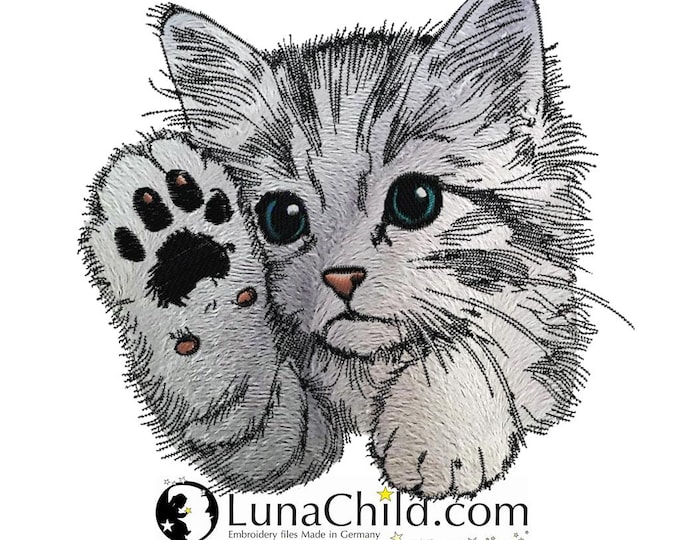 Stickdatei - Katze - Applikation - "Heidi" - Für helle & dunkle Stoffe - in 10 Größen - LunaChild