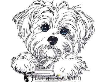 FEWER STITCHES - Embroidery file Maltese "Nala" LIGHT - for light fabrics - Dog LunaChild - 6 sizes