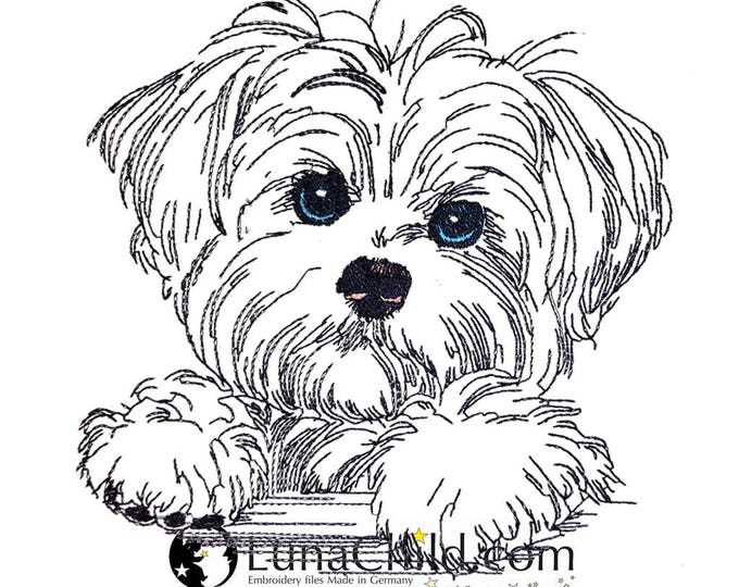 FEWER STITCHES - Embroidery file Maltese "Nala" LIGHT - for light fabrics - Dog LunaChild - 6 sizes