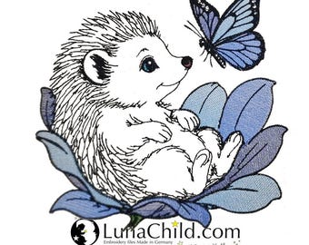 Stickdatei - Igel - Schmetterling - WENIGER STICHE - "Kathy" - LIGHT - für helle Stoffe - in 10 Größen - LunaChild